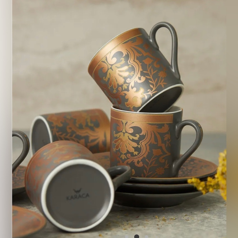 TURKISH PORCELAIN ESPRESSO CUP SET OF 6 KARACA /CHARLES